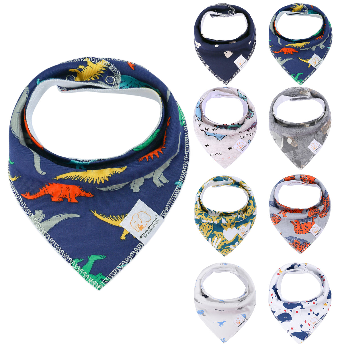 Agudan Baby Bandana Drool Bibs Set, Soft Absorbent Bibs for Teething and Drooling - 8 Pack Pattern