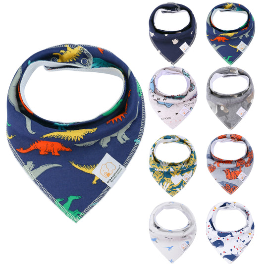 Agudan Baby Bandana Drool Bibs Set, Soft Absorbent Bibs for Teething and Drooling - 8 Pack Pattern