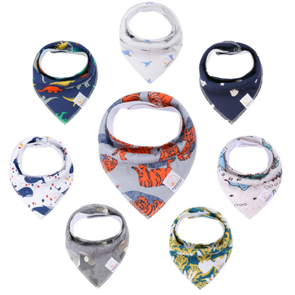 Agudan Baby Bandana Drool Bibs Set, Soft Absorbent Bibs for Teething and Drooling - 8 Pack Pattern