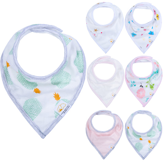 Agudan Baby Bandana Drool Bibs Set, Soft Absorbent Bibs for Teething and Drooling - 6 Pack Pattern