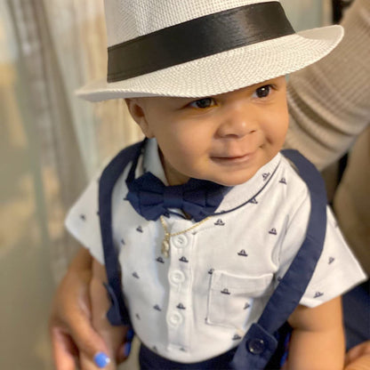 Agudan Baby Boys Bowtie Shirt Suspender Shorts Set, Gentleman Formal Outfits Suit