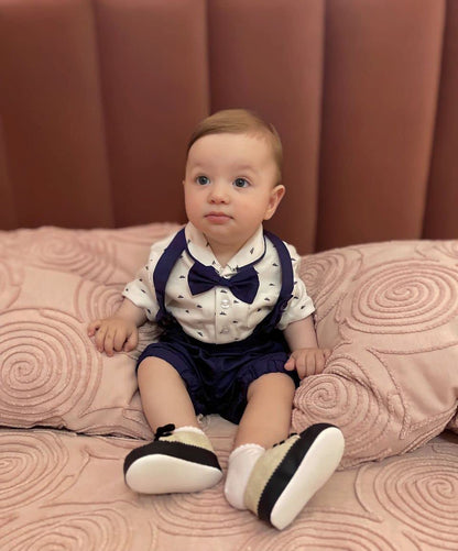 Agudan Baby Boys Bowtie Shirt Suspender Shorts Set, Gentleman Formal Outfits Suit