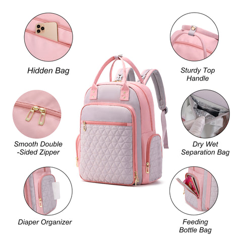 Trendy Diaper Bag Backpack-Pink